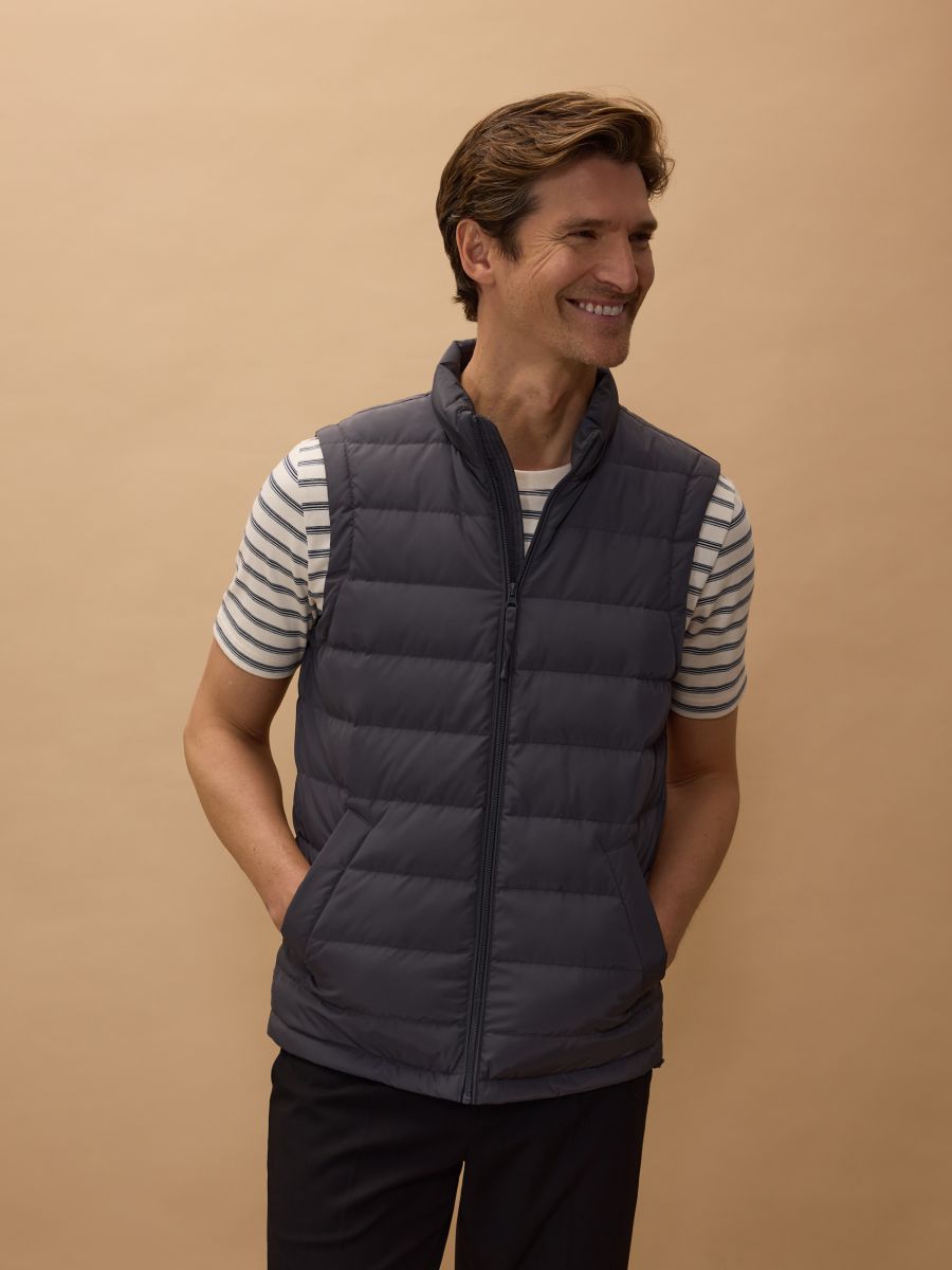 Quilted waistcoat with natural down insulation - dark grey - RESERVED