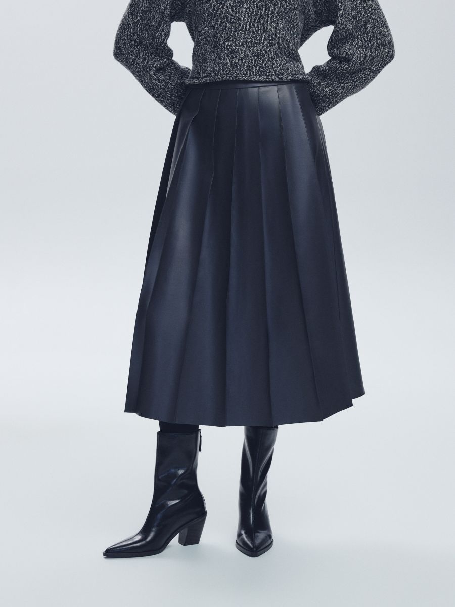 Midi garuma svārki ar ielocēm - antracīta - RESERVED