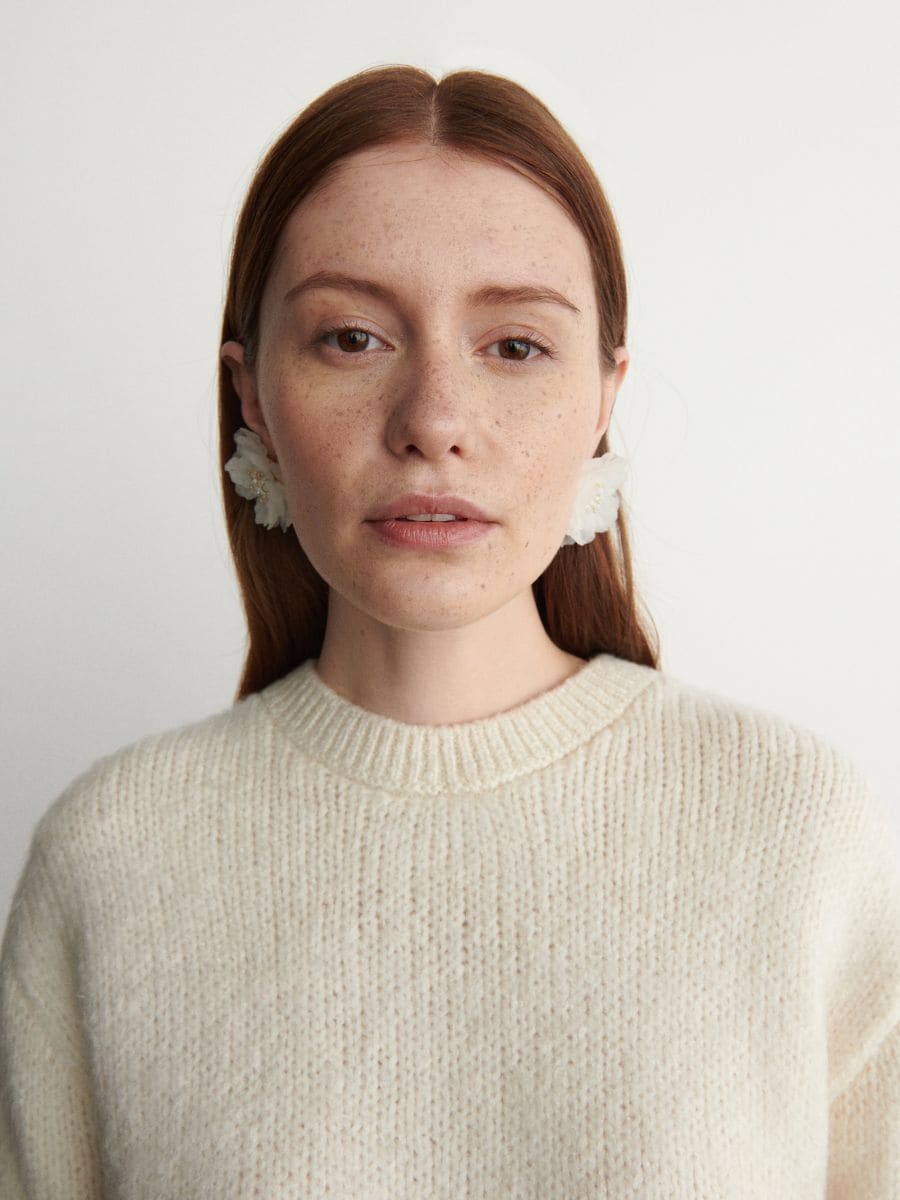 Sweter z bufkami - kremowy - RESERVED - 4