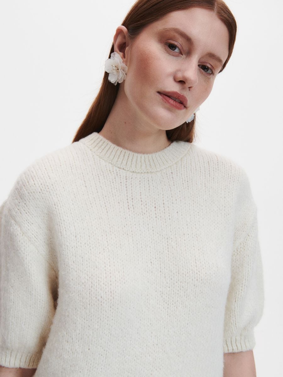 Sweter z bufkami - kremowy - RESERVED - 2