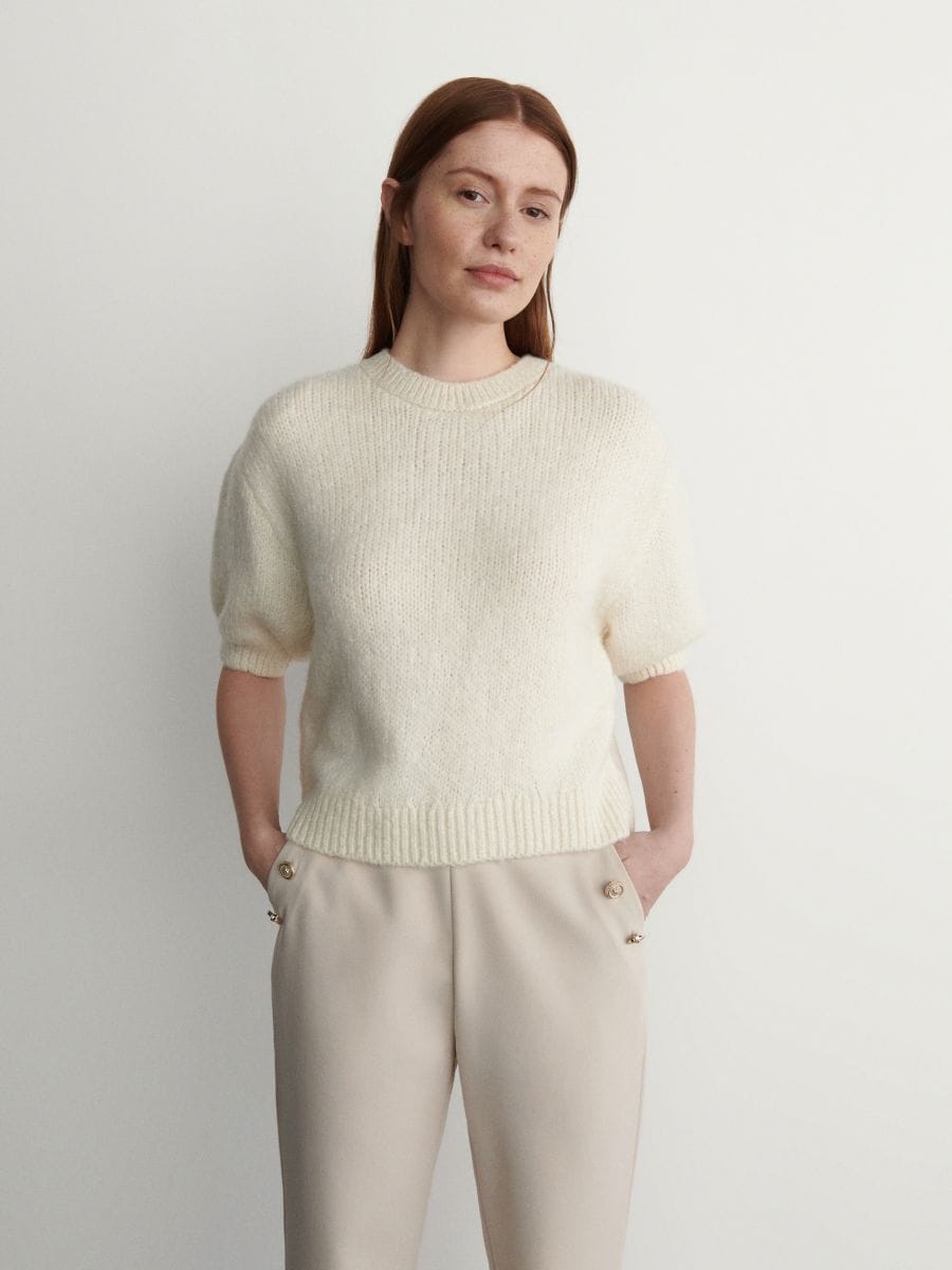 Sweter z bufkami - kremowy - RESERVED - 5