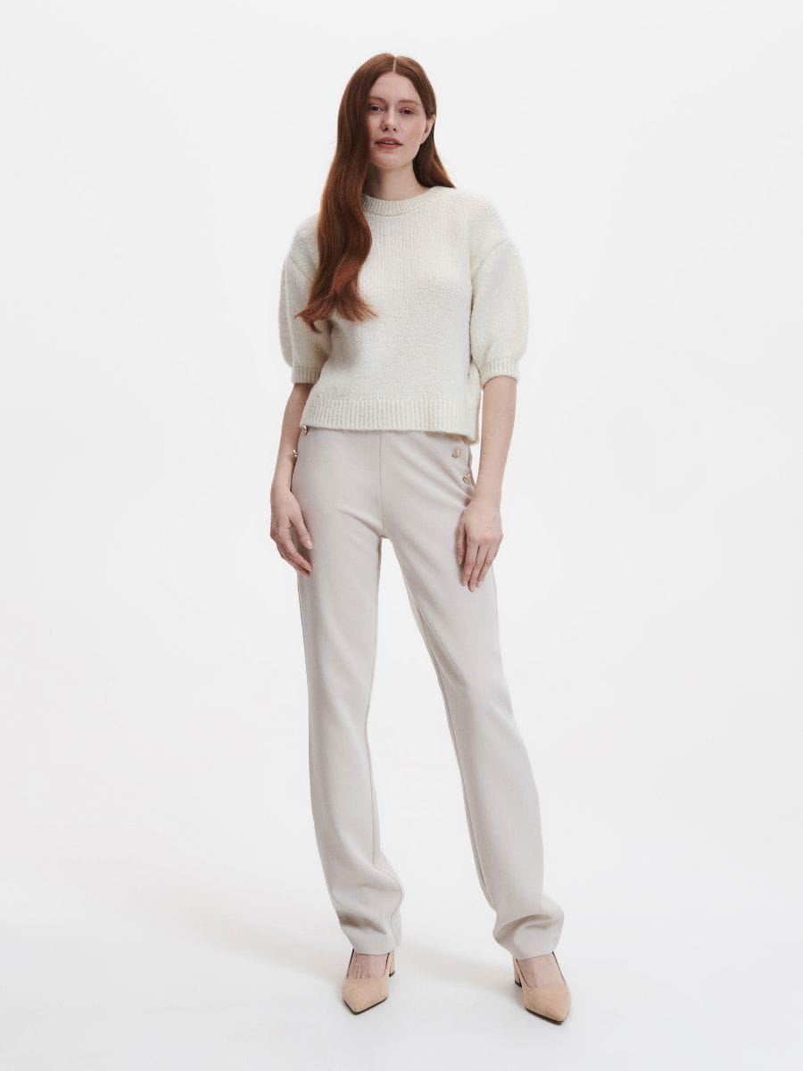 Sweter z bufkami - kremowy - RESERVED - 3