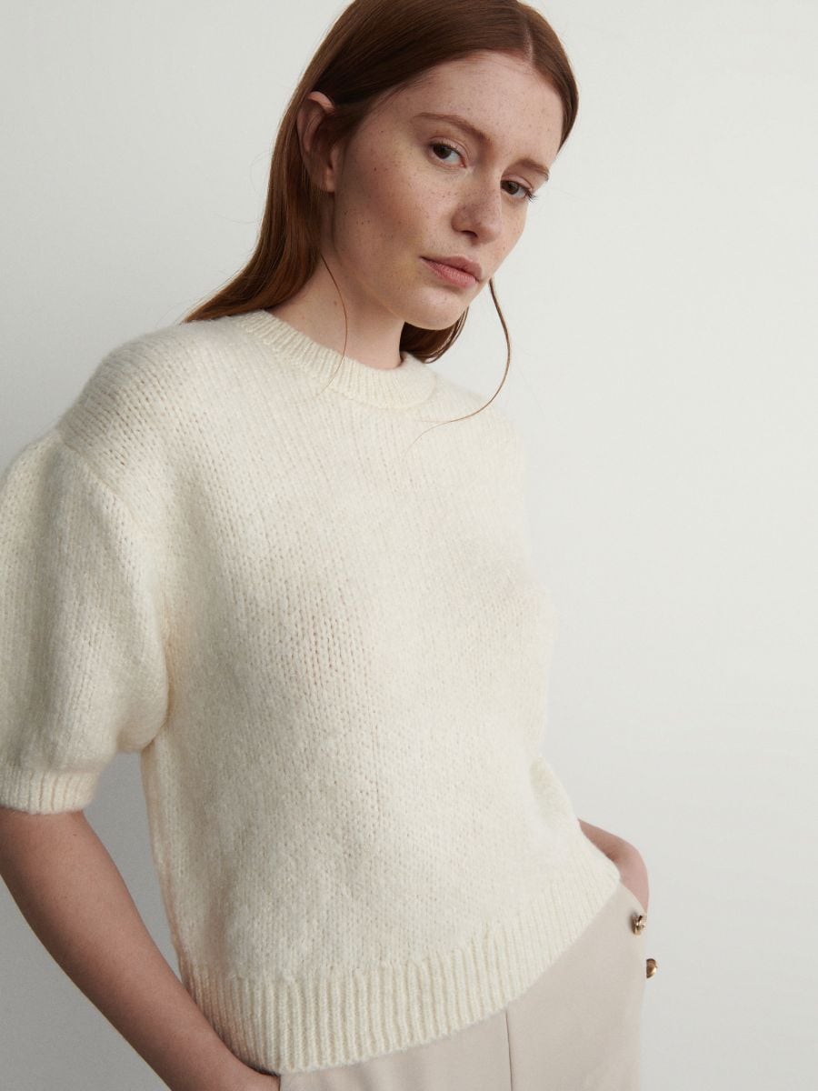 Sweter z bufkami - kremowy - RESERVED - 6