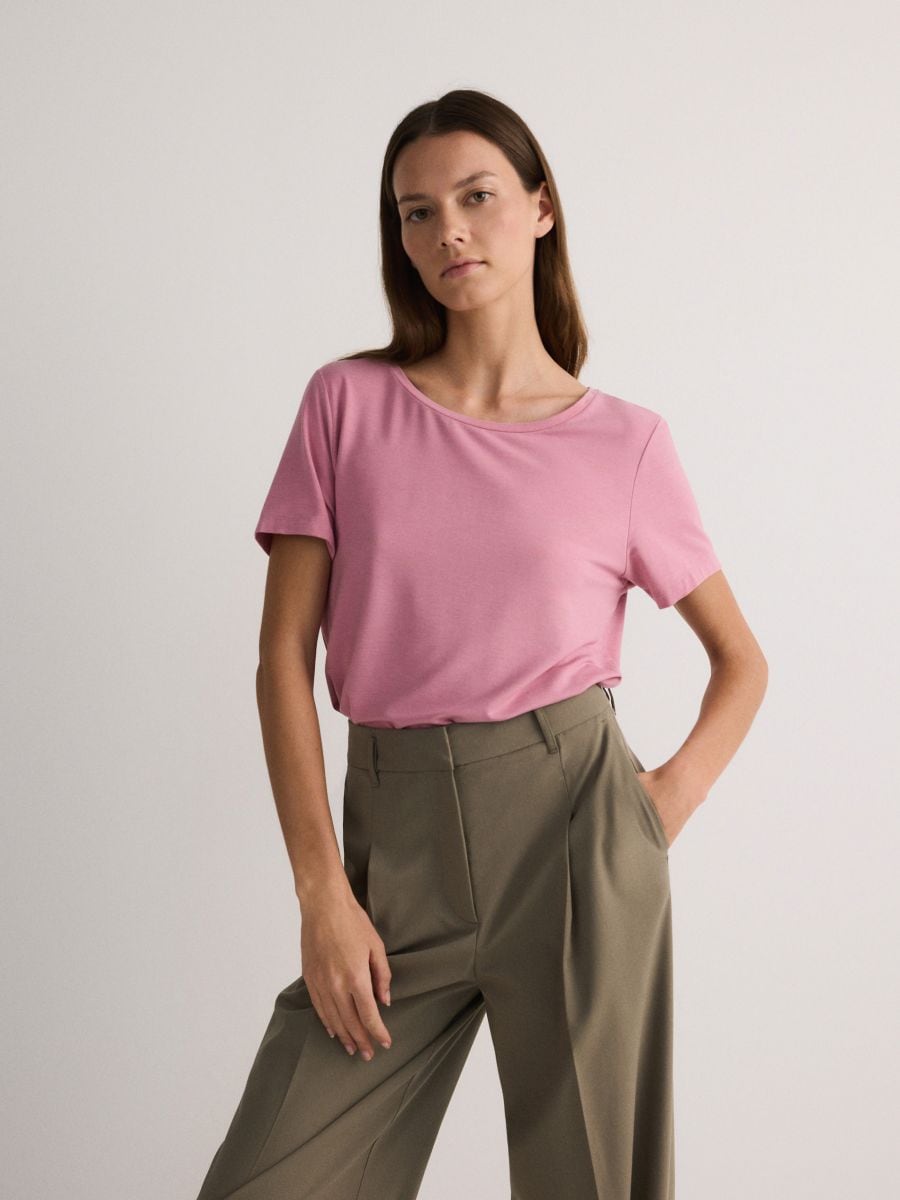 Tričko s prímesou modalu - ružová - RESERVED