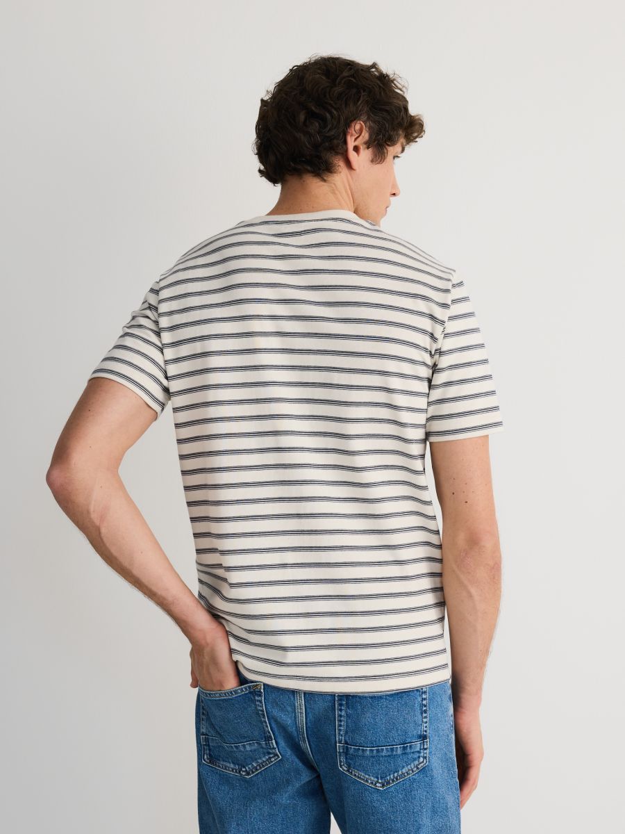 Regular fit stripe T-shirt - beige - RESERVED - 2