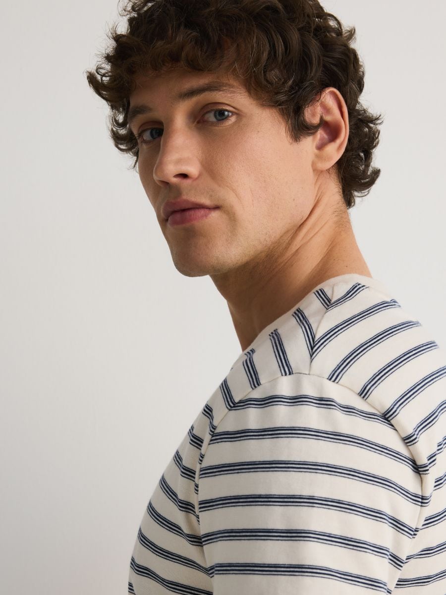 Regular fit stripe T-shirt - beige - RESERVED - 3