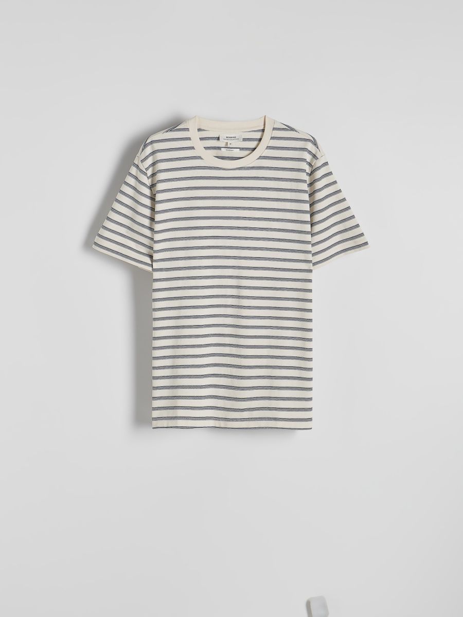 Regular fit stripe T-shirt - beige - RESERVED - 5