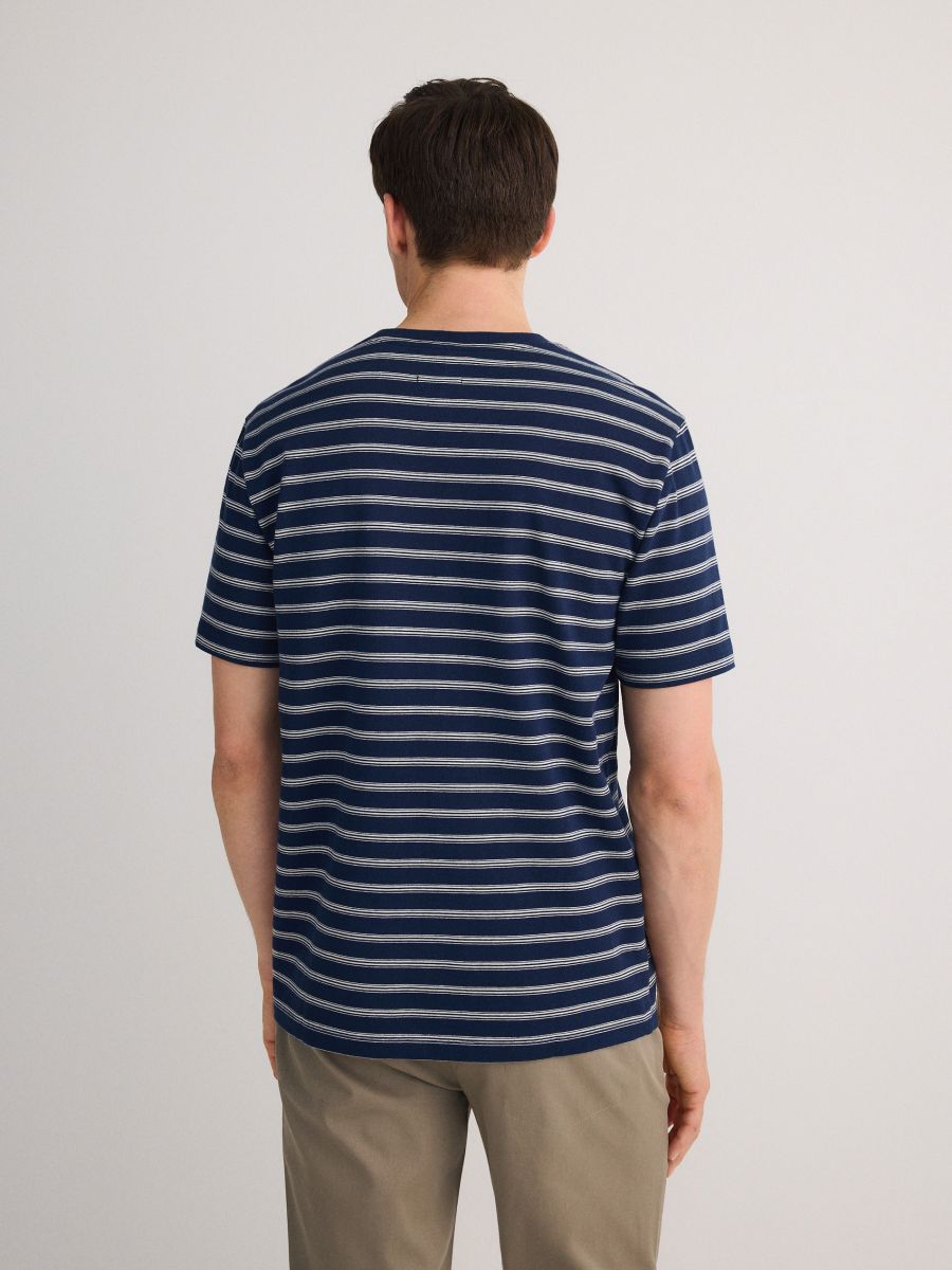 Regular fit stripe T-shirt - navy - RESERVED - 3
