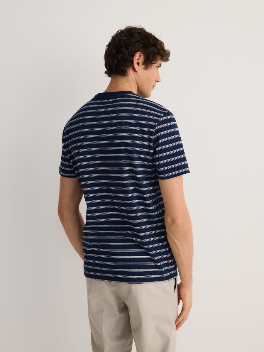 Regular fit stripe T-shirt - navy - RESERVED - 3