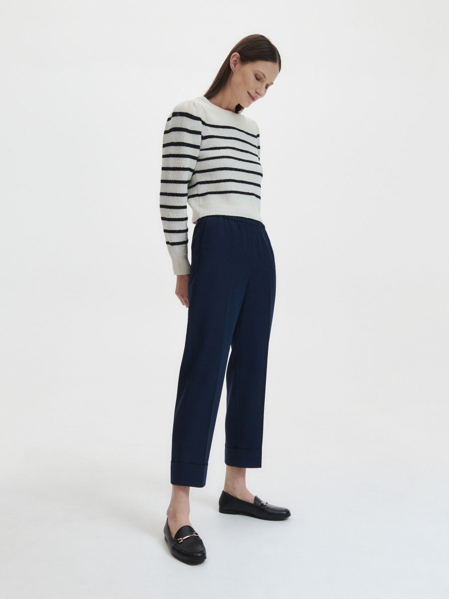 Elegant trousers with pressed crease - navy - RESERVED - 2