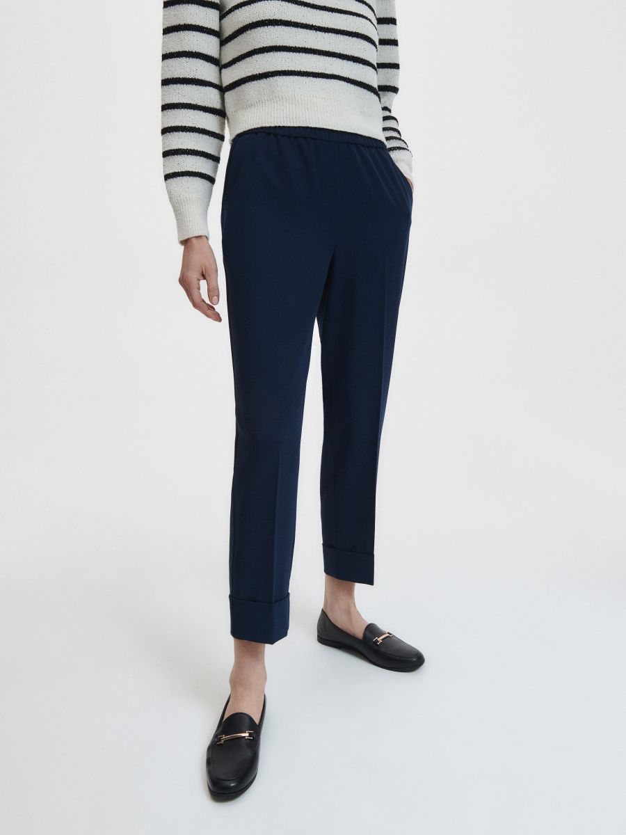 Elegant trousers with pressed crease - navy - RESERVED - 3