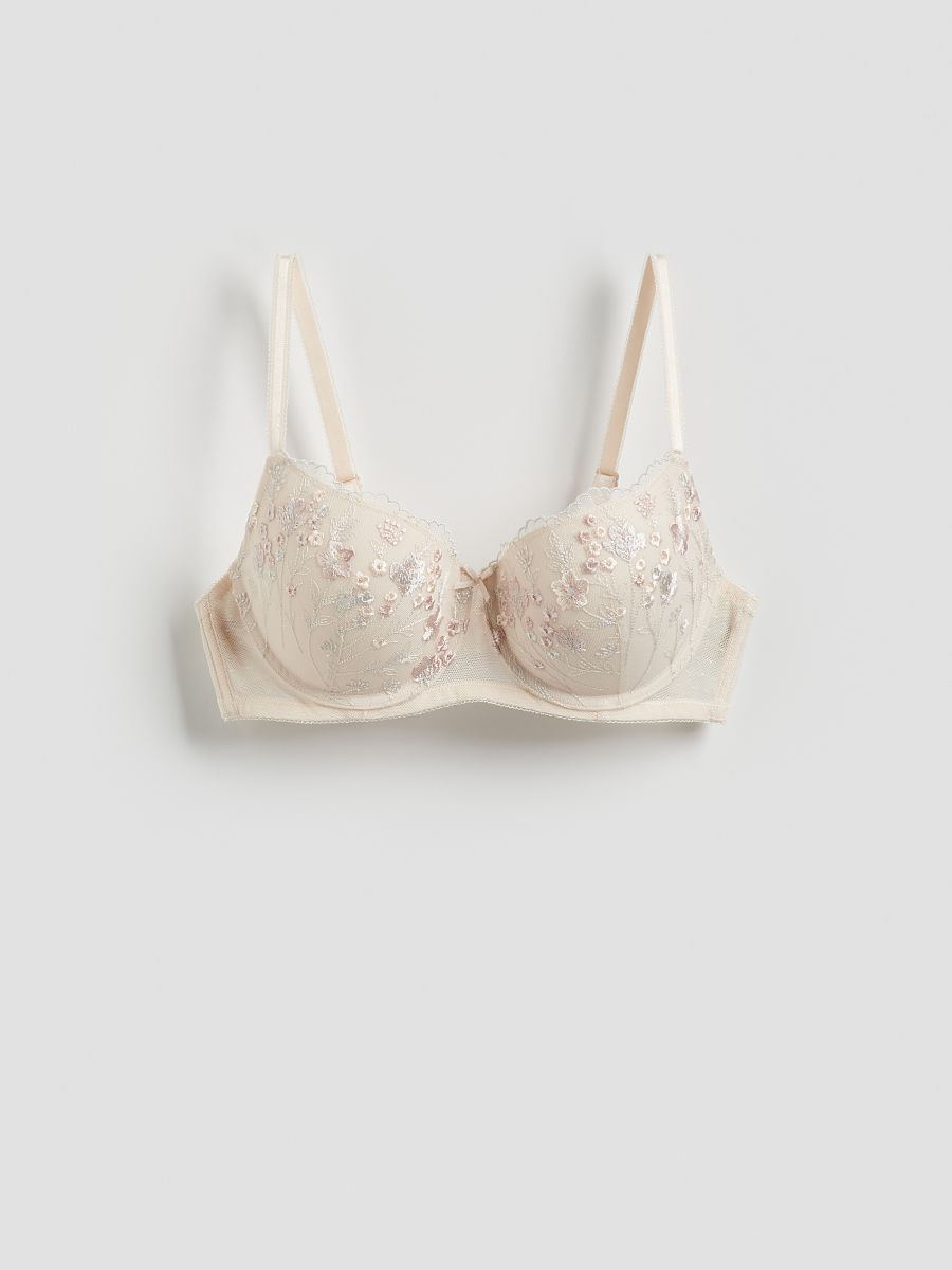 Push up brasserie with embroidery - pastel pink - RESERVED