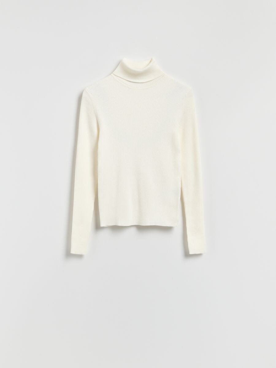 Textured turtle-neck - cream - RESERVED