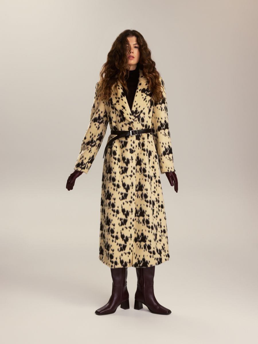 Faux fur coat - multicolor - RESERVED