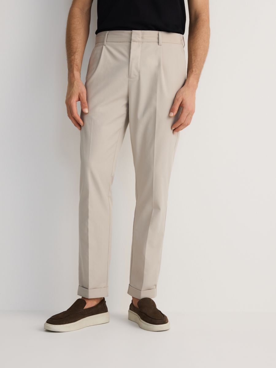 Trousers with wool blend - beige - RESERVED - 3