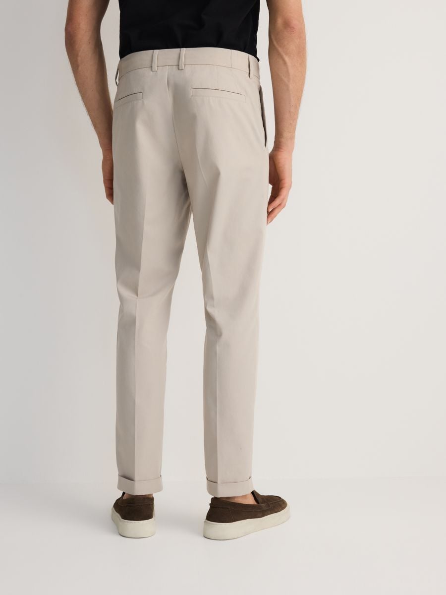 Trousers with wool blend - beige - RESERVED - 4