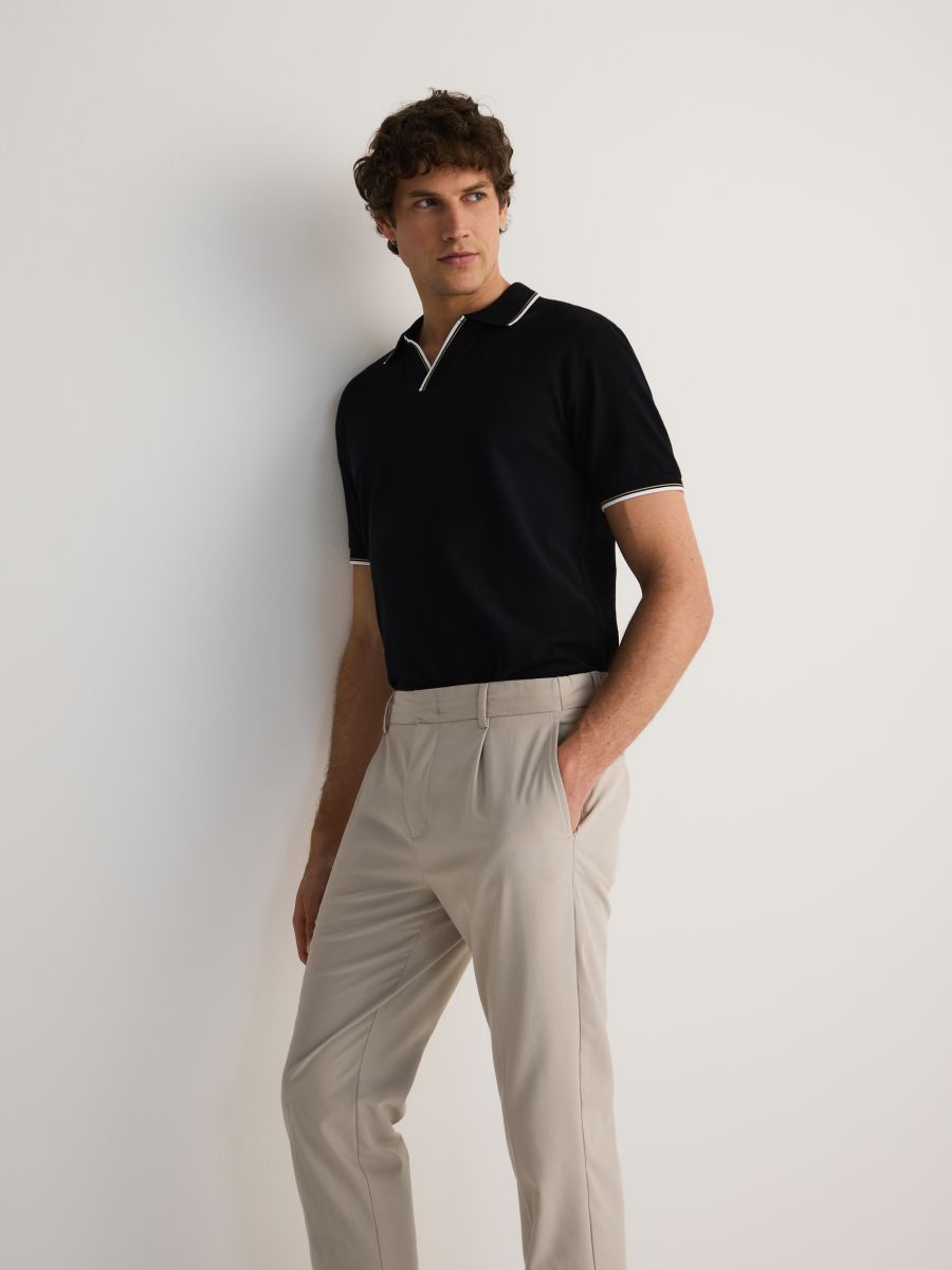Trousers with wool blend - beige - RESERVED - 5