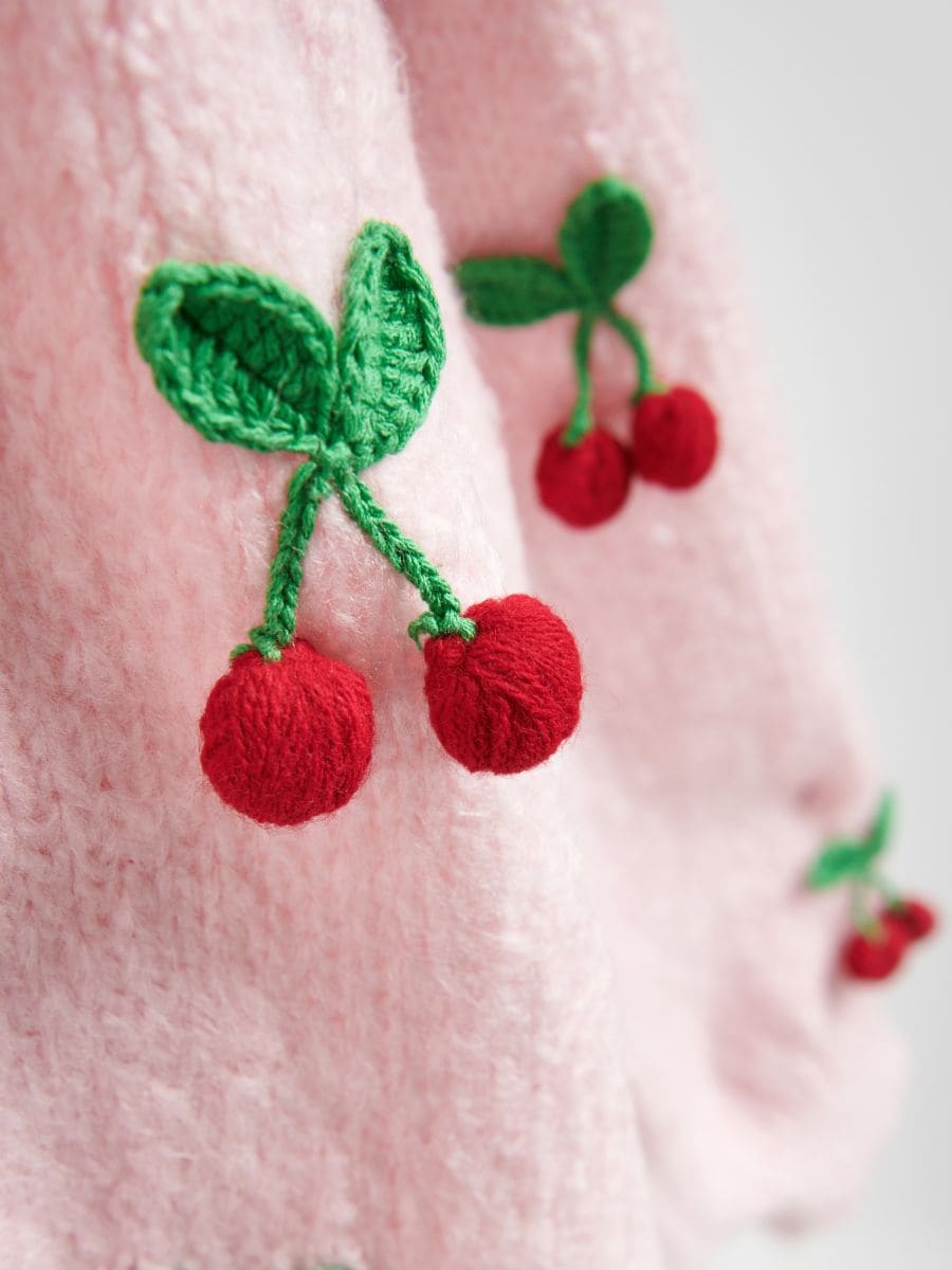 Cardigan with appliqué patches - pastel pink - RESERVED - 5