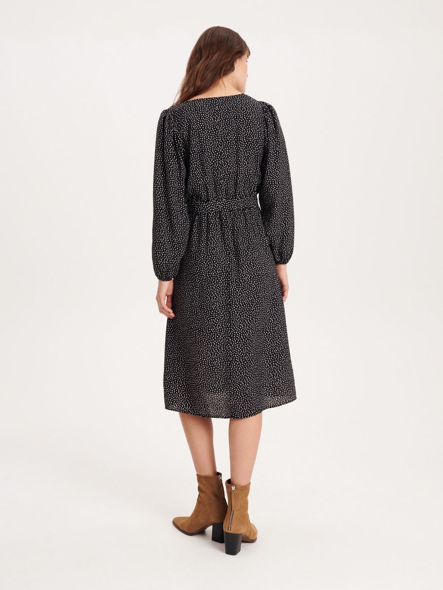 Midikleid mit Bindung - schwarz - RESERVED - 4