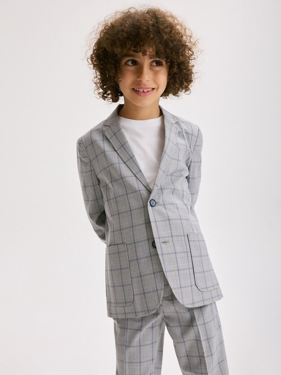 Elegant check blazer - steel blue - RESERVED - 5