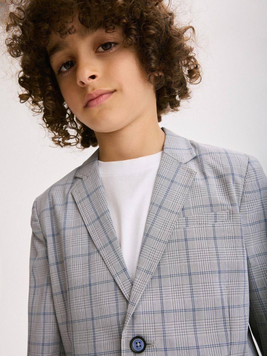 Elegant check blazer - steel blue - RESERVED - 6