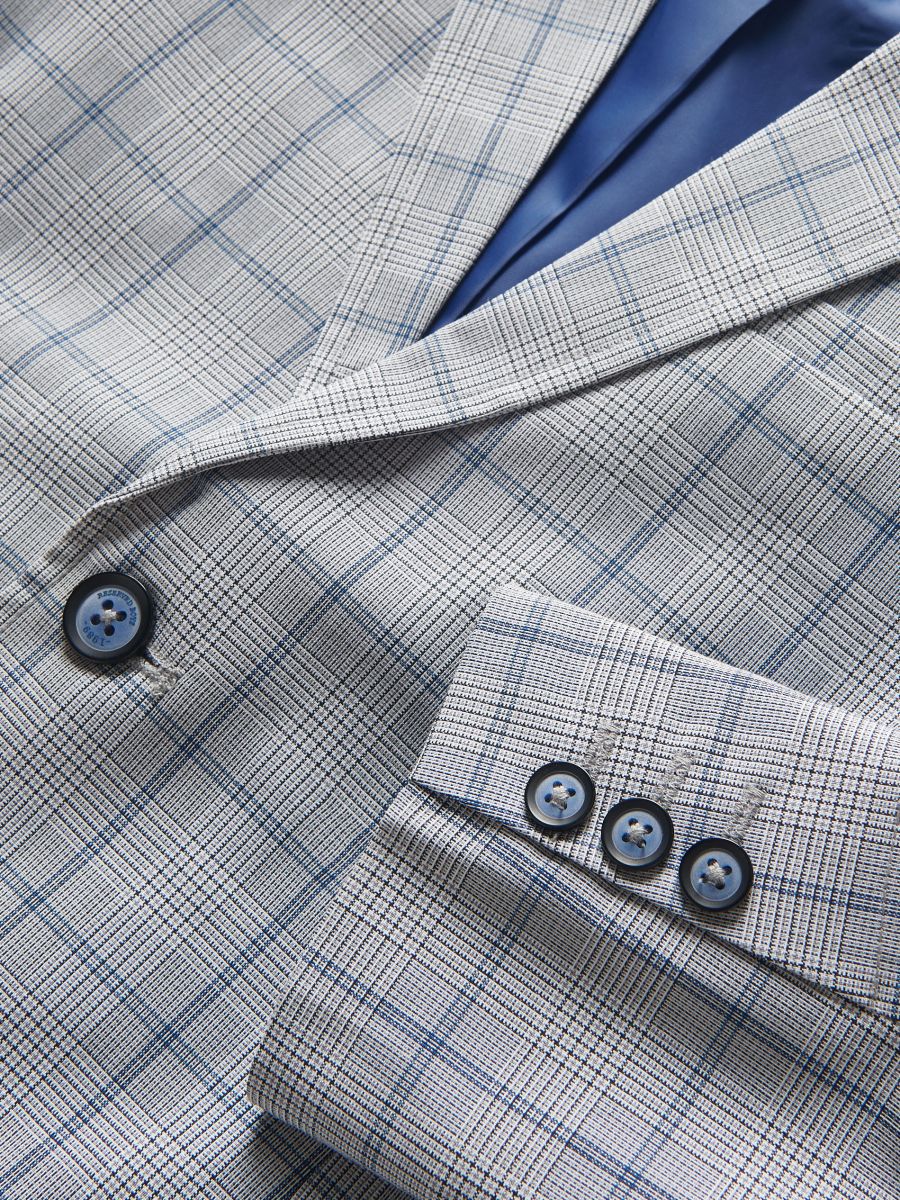 Elegant check blazer - steel blue - RESERVED - 3
