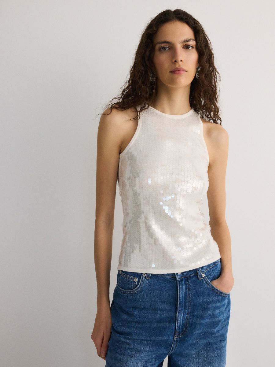 Sequin top - nude - RESERVED - 4