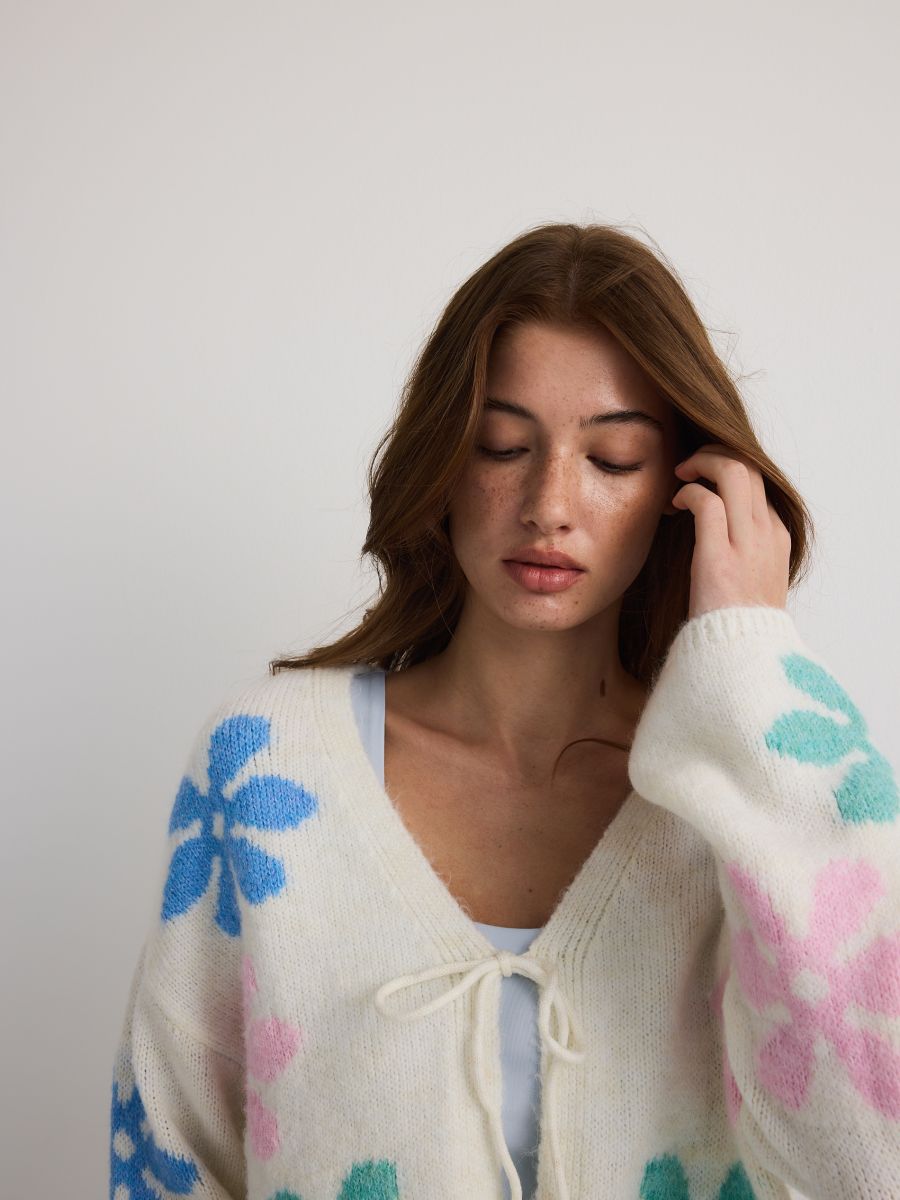 LADIES` SWEATER - кремаста - RESERVED - 3