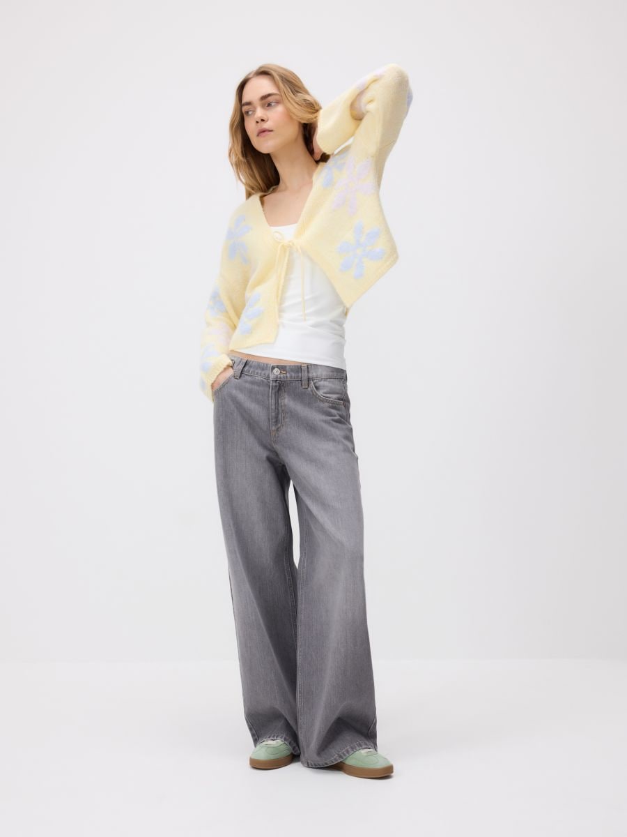 Cardigan with decorative tie - light yellow - RESERVED - 2
