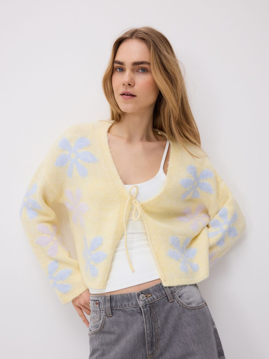 Cardigan with decorative tie - light yellow - RESERVED - 5