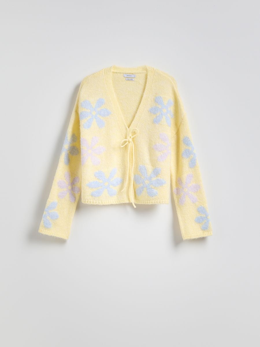 Cardigan with decorative tie - light yellow - RESERVED - 7
