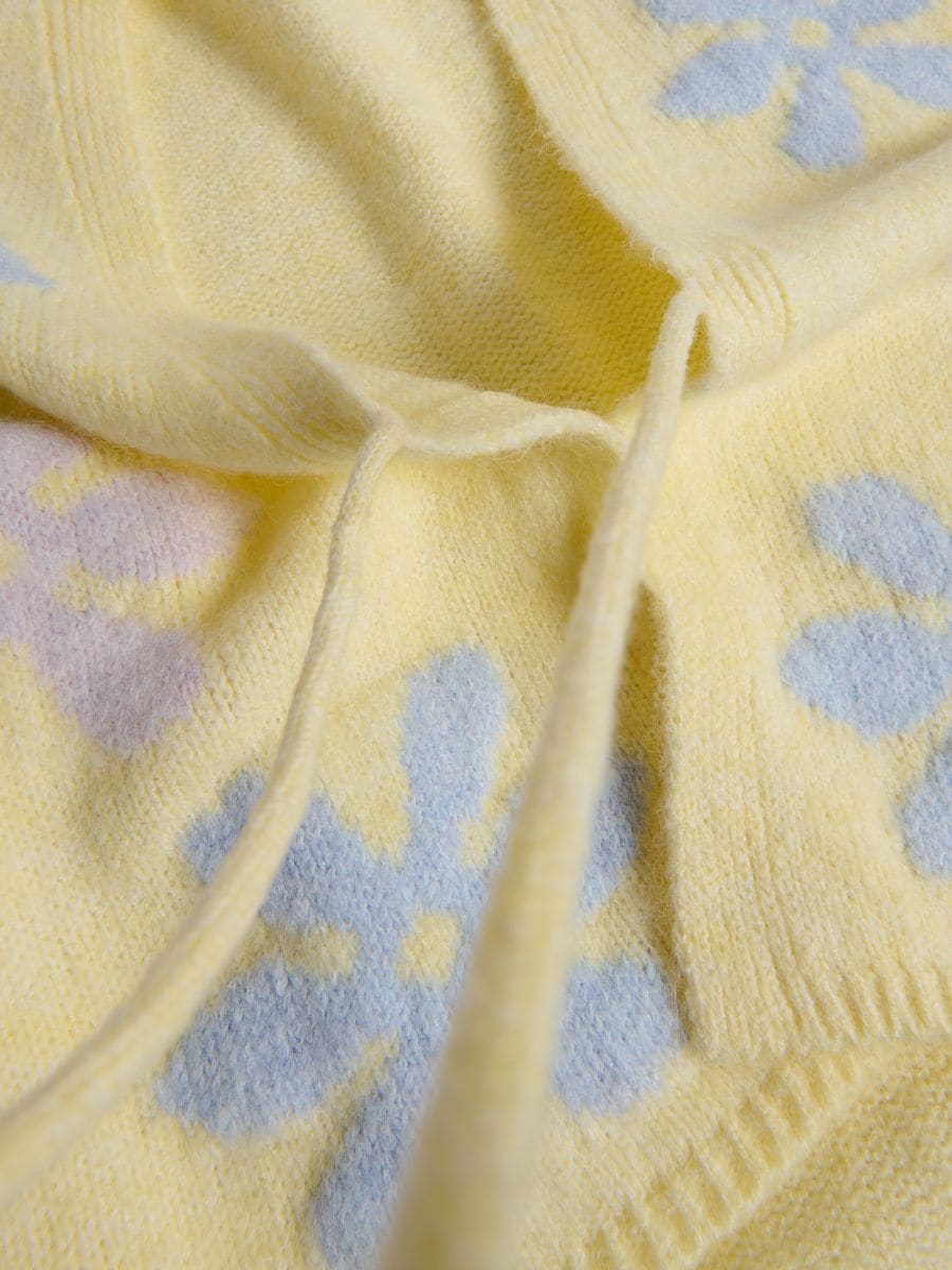 Cardigan with decorative tie - light yellow - RESERVED - 8