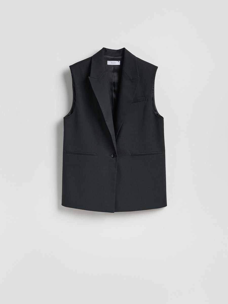 Kamizelka z dodatkiem wiskozy - czarny - RESERVED