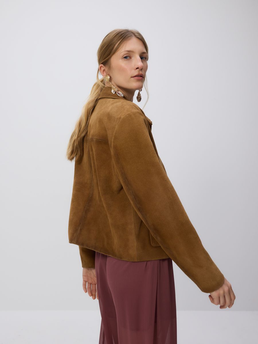Suede jacket with pockets - wheat - RESERVED - 3