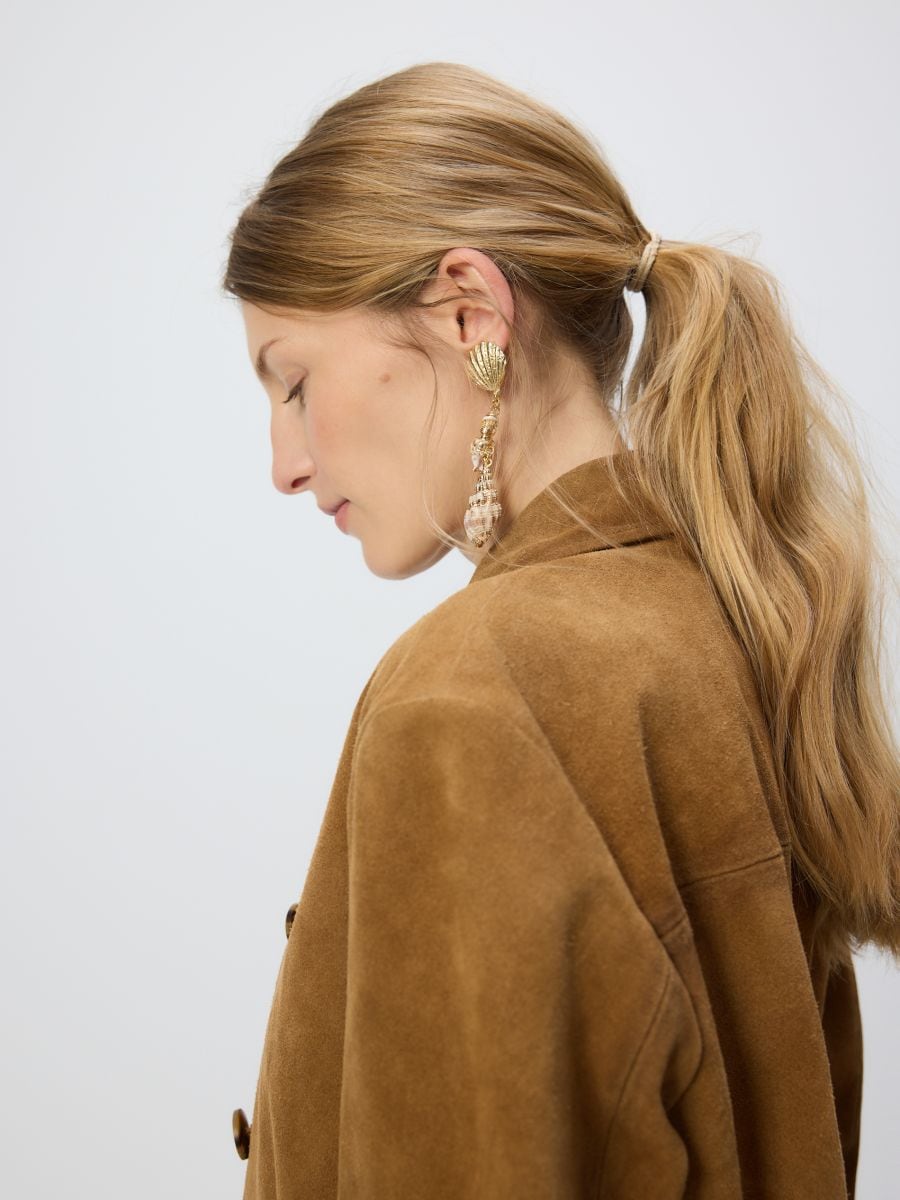 Suede jacket with pockets - wheat - RESERVED - 4