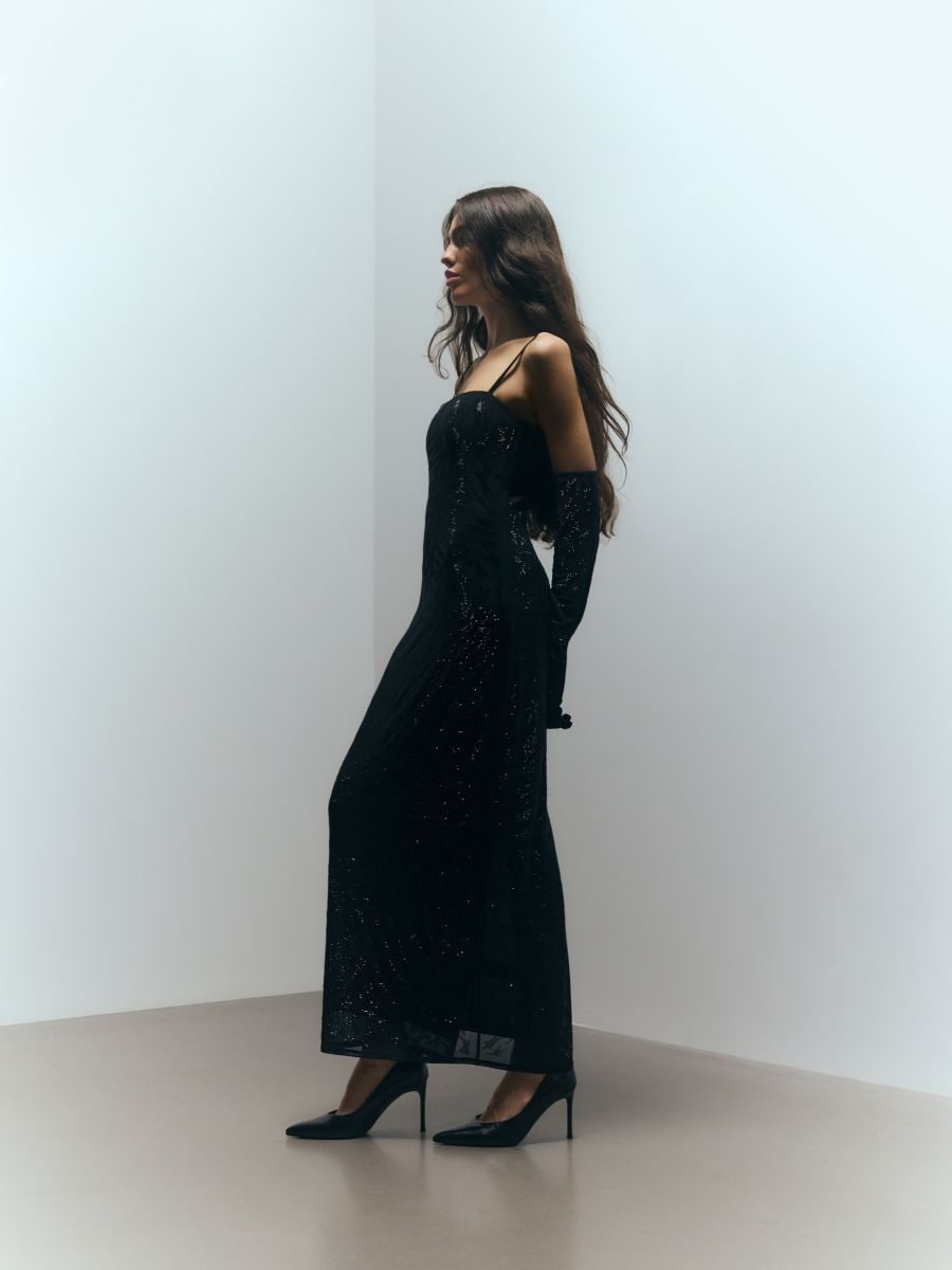 Tube dress with gloves - black - RESERVED