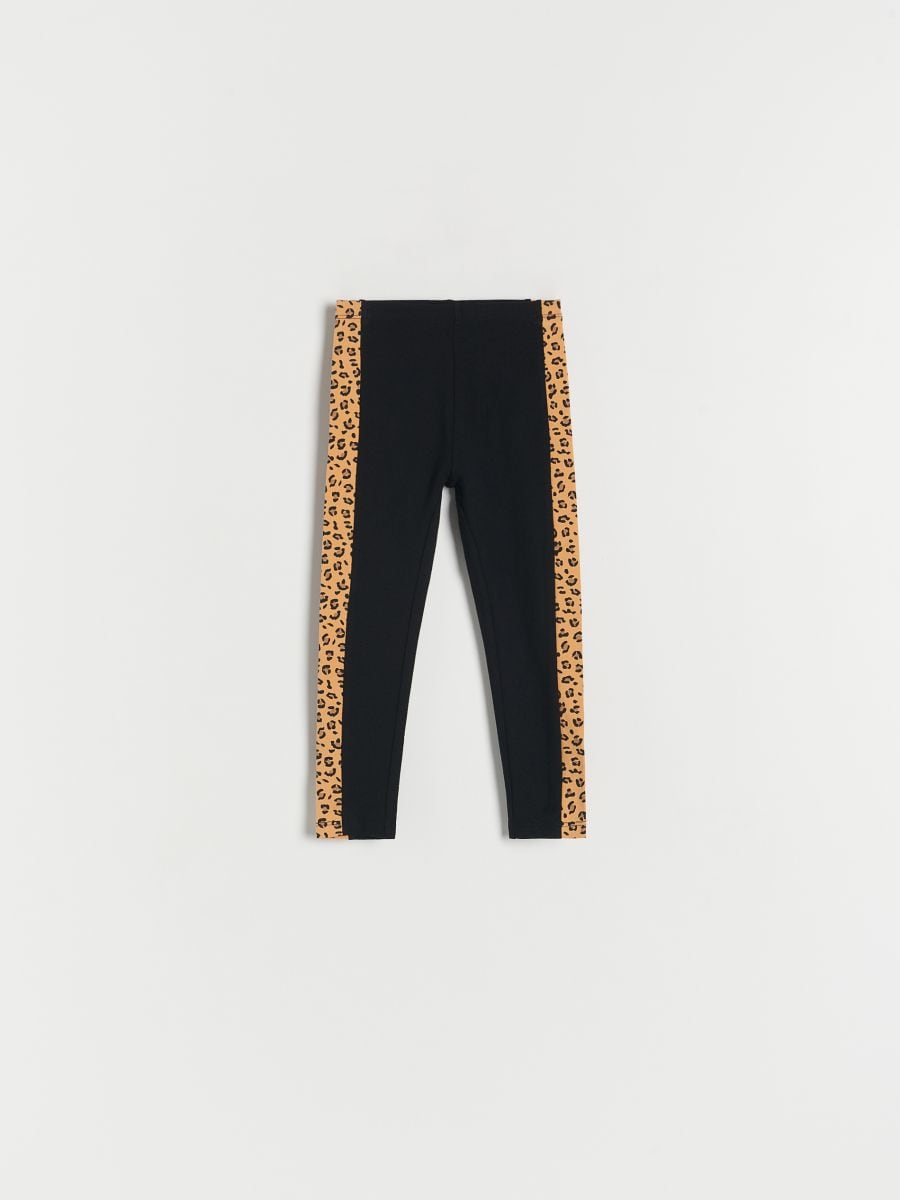 Leggings mit Seitenstreifen und hohem Baumwollanteil - schwarz - RESERVED