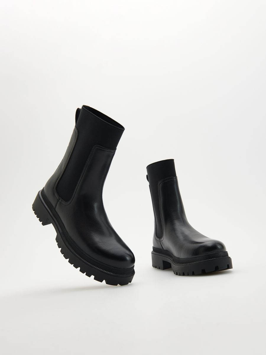 Boots i läder - SVART - RESERVED - 4