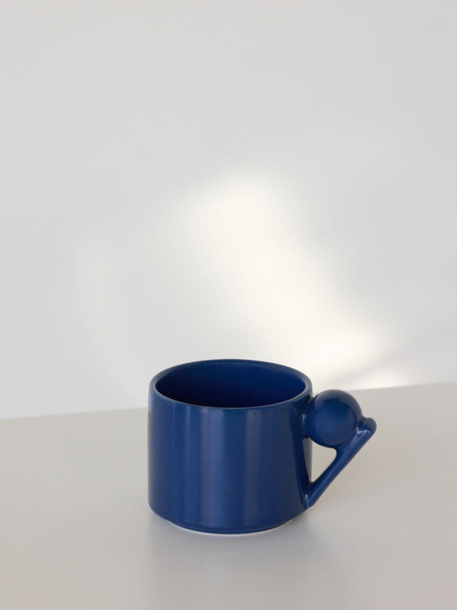 Mug with decorative handle - indigo - RESERVED