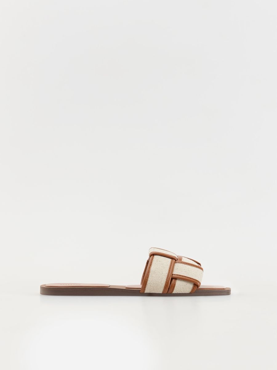 Sliders with fabric straps - brown - RESERVED - 2