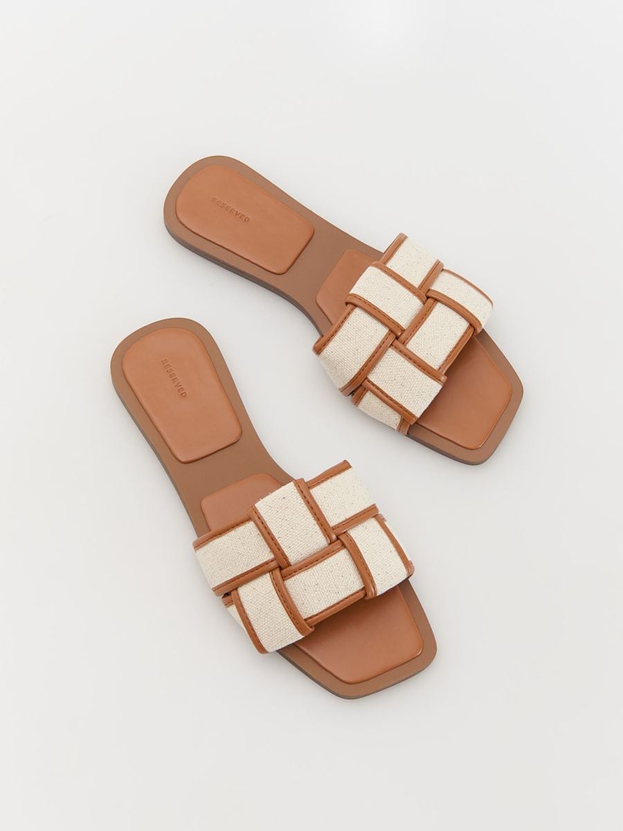 Sliders with fabric straps - brown - RESERVED - 5