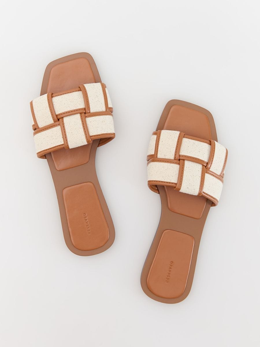 Sliders with fabric straps - brown - RESERVED - 3