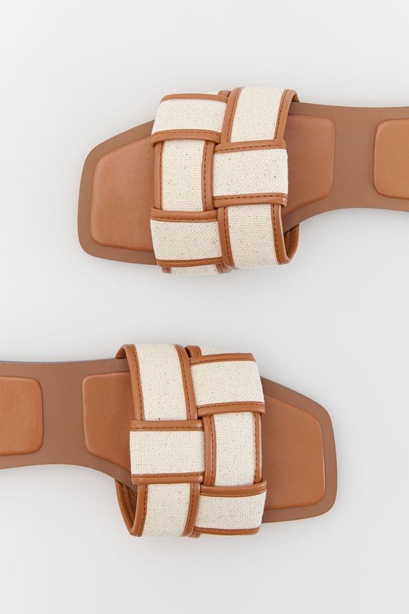 Sliders with fabric straps - brown - RESERVED - 6