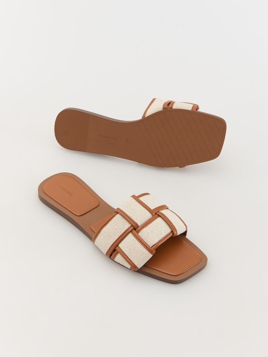 Sliders with fabric straps - brown - RESERVED - 4