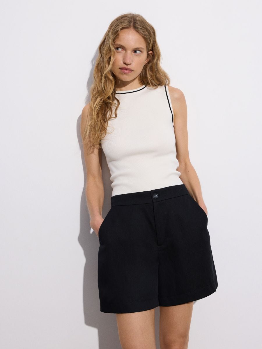 Shorts with linen blend - black - RESERVED - 2