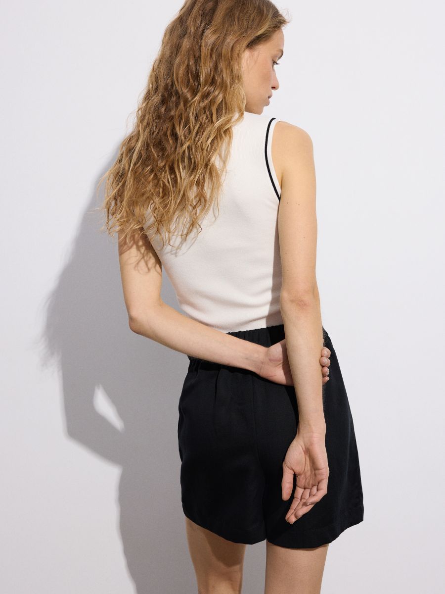 Shorts with linen blend - black - RESERVED - 3