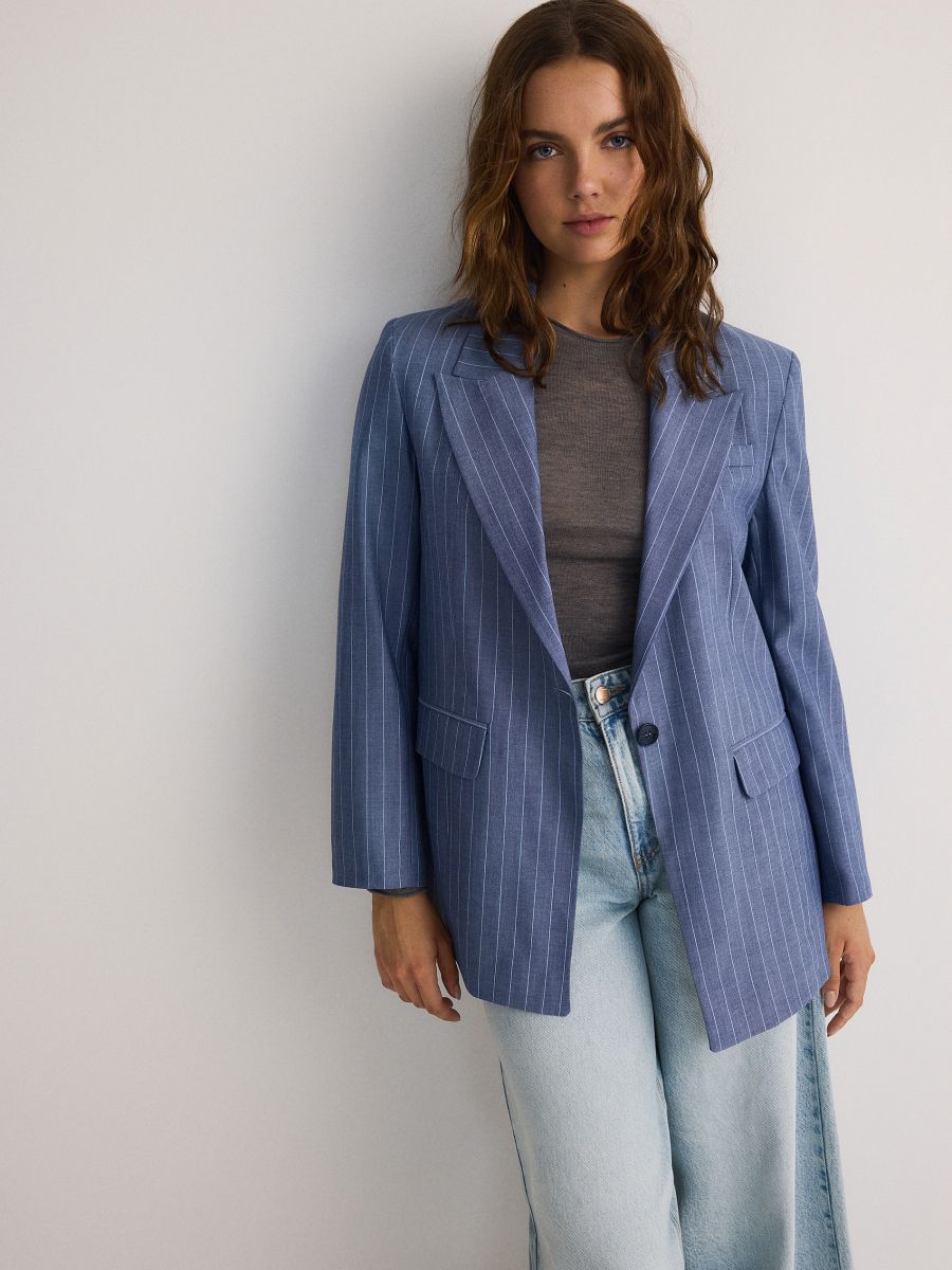 Blazer oversized rico em viscose - AZUL PÁLIDO - RESERVED