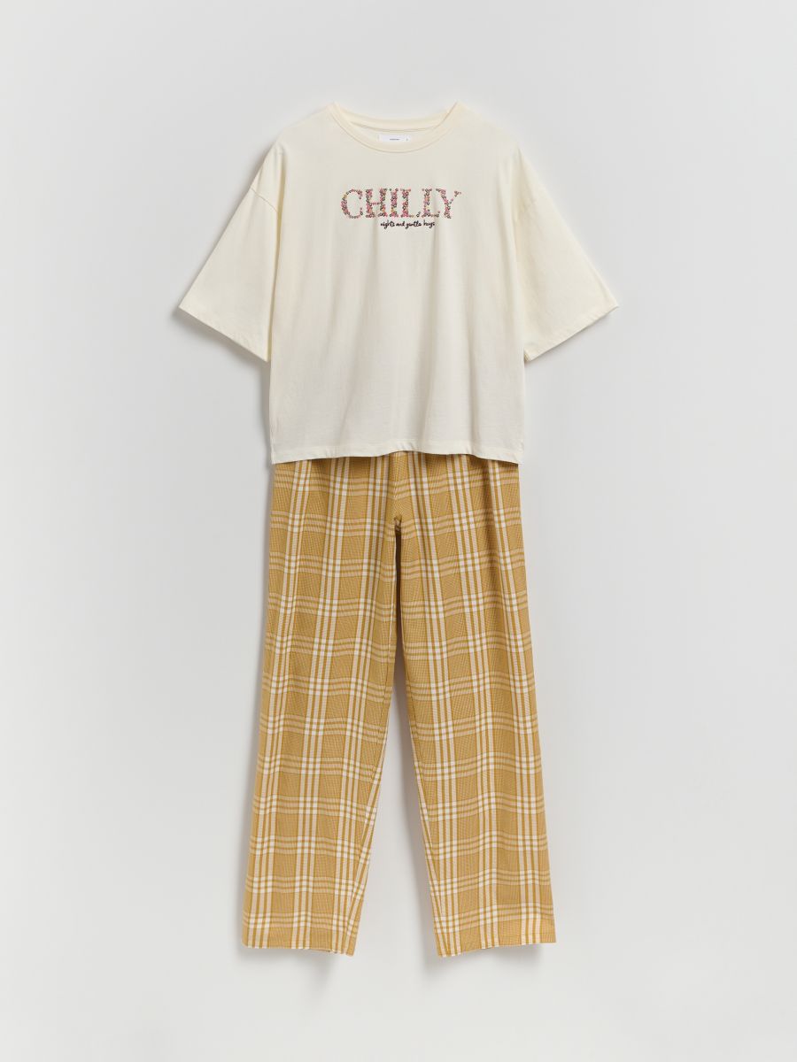Two piece printed pyjama set - mustard - RESERVED
