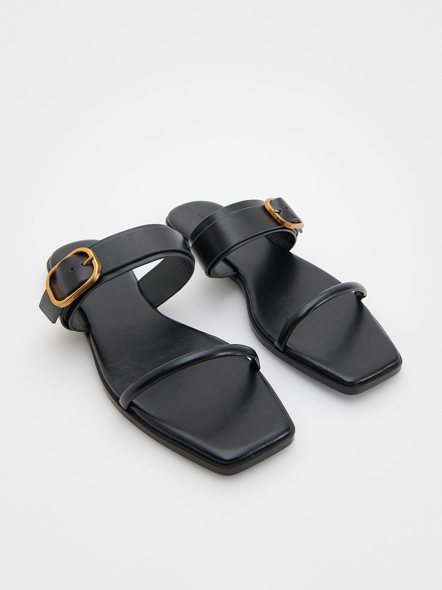 Leather sliders with buckle - black - RESERVED - 2