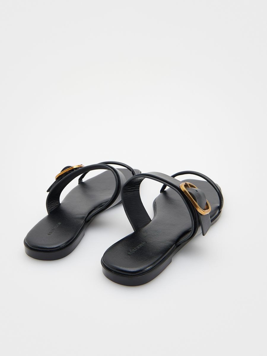 Leather sliders with buckle - black - RESERVED - 3